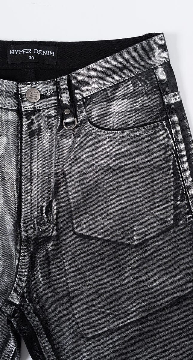 Silver Foil Slim Tapered Jeans | Hyper Denim