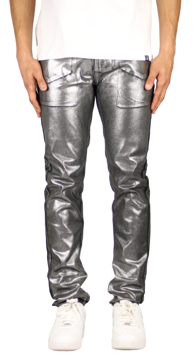 Silver Foil Slim Tapered Jeans | Hyper Denim