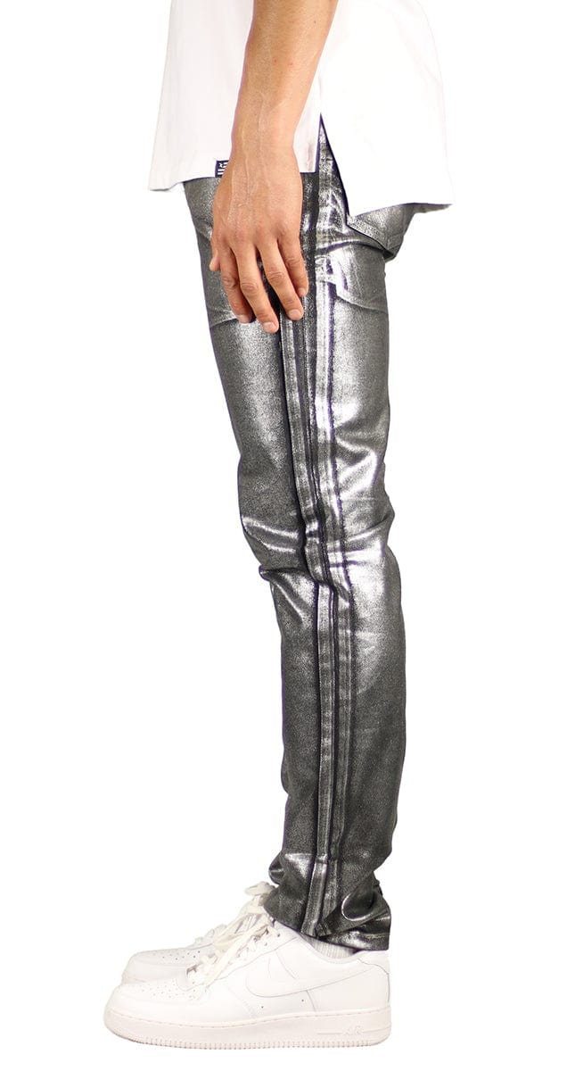 Silver Foil Slim Tapered Jeans | Hyper Denim