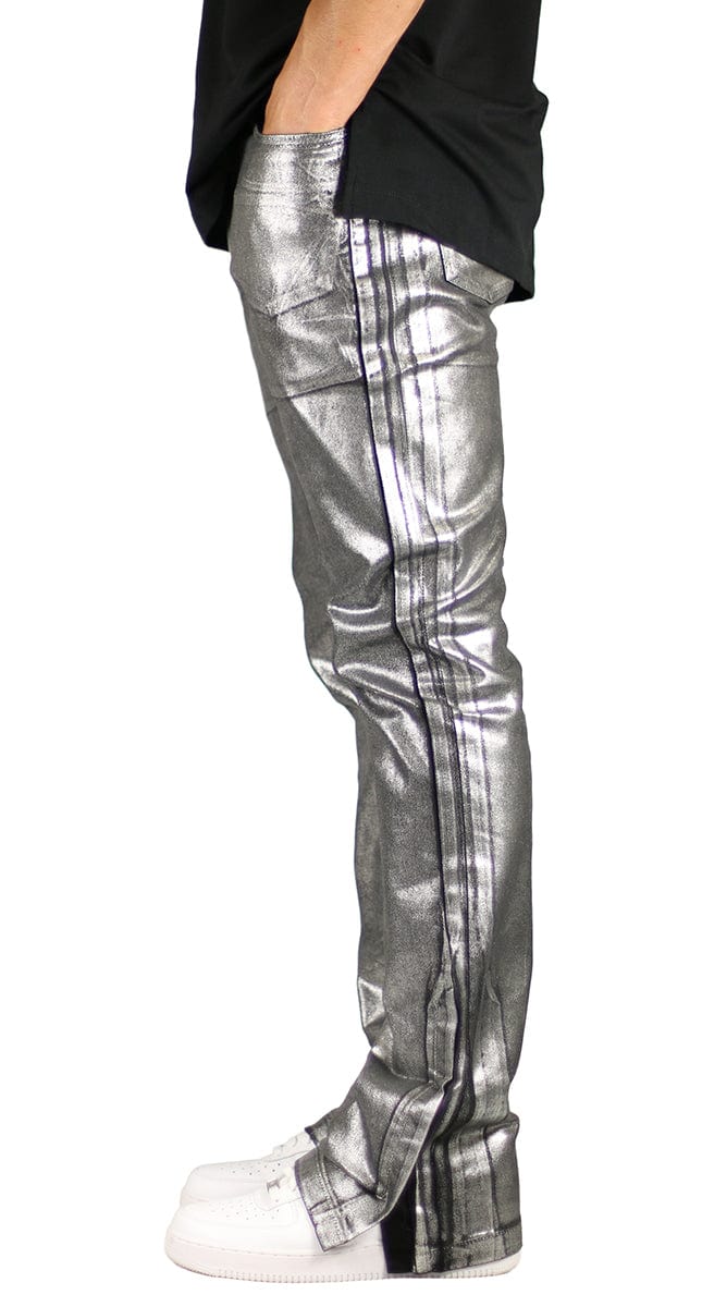 Silver Foil Flare Jeans