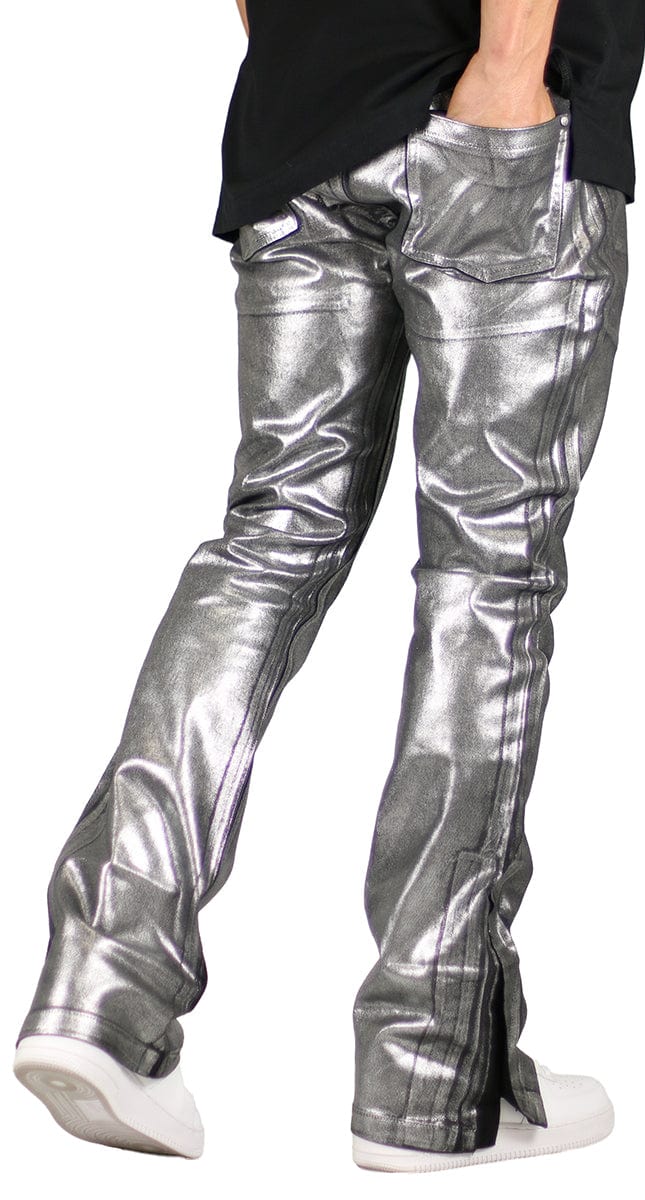 Silver Foil Flare Jeans