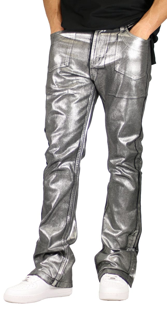 Silver Foil Flare Jeans
