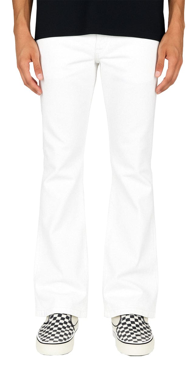 パンツ white color long strech flare denim White Flare Pants | Hyper Denim