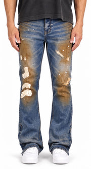 Distressed Flare Zipper Jeans
