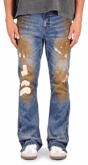 Creased Flare Zipper Jeans