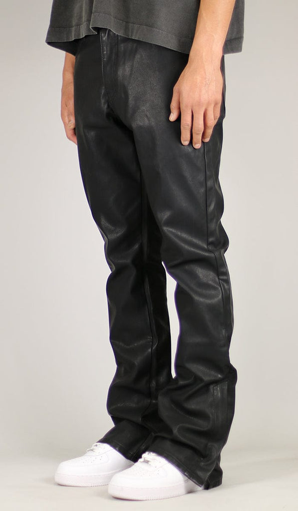 Leather Flare Zipper Pants 