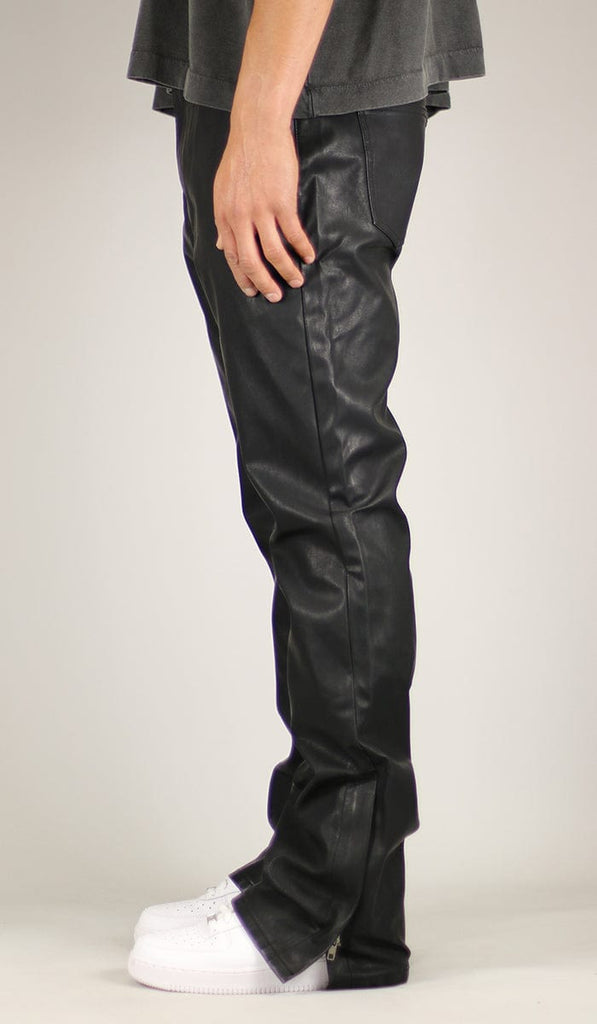 Leather Flare Zipper Pants 