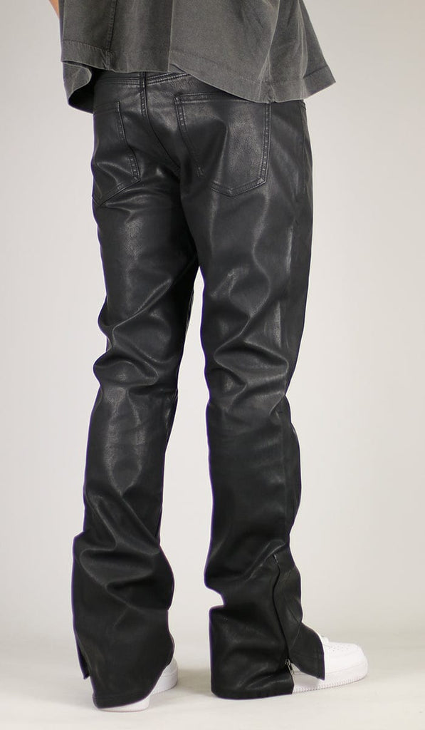 Leather Flare Zipper Pants 