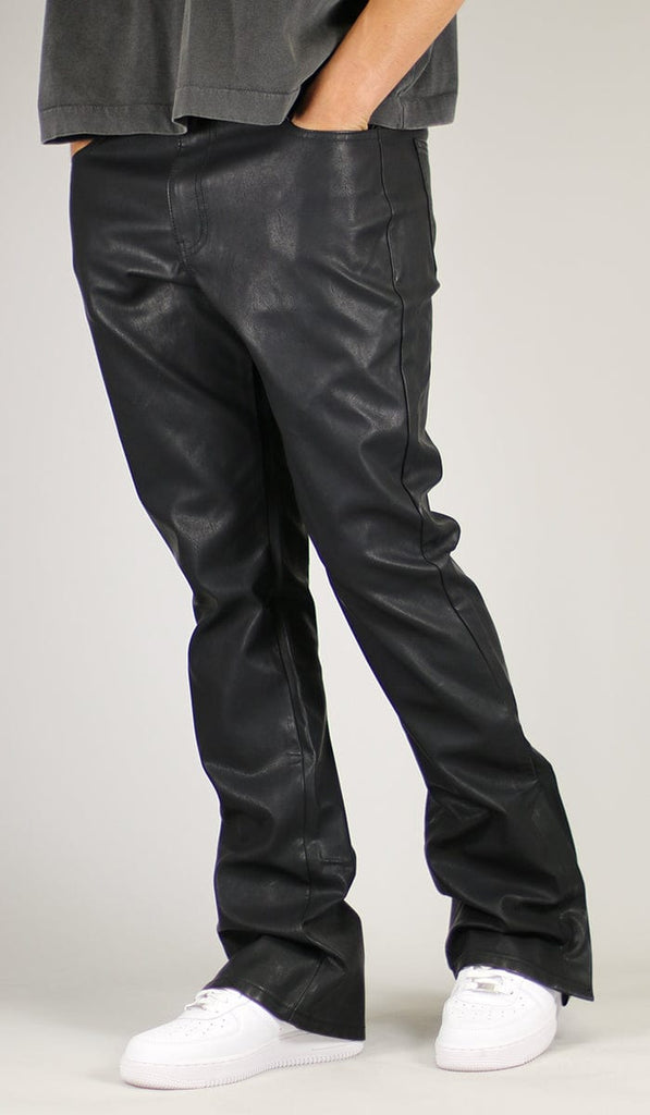 Leather Flare Zipper Pants 