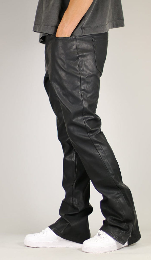 Leather Flare Zipper Pants 