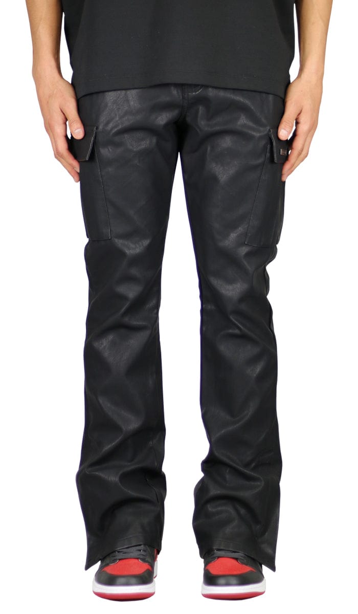 Leather Flare CargoPants | High-Quality | Hyper Denim