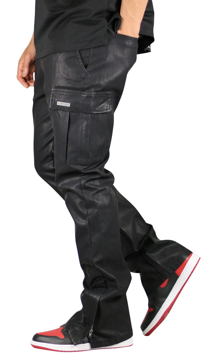 Leather Flare CargoPants | High-Quality | Hyper Denim