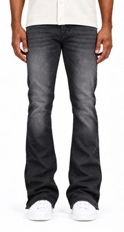 Black Flare Zipper Jeans