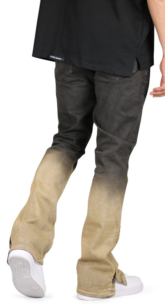 Black Pearl Degrade Fade Flare Zipper Jeans with gradient wash, zipper detail, and boots cut.