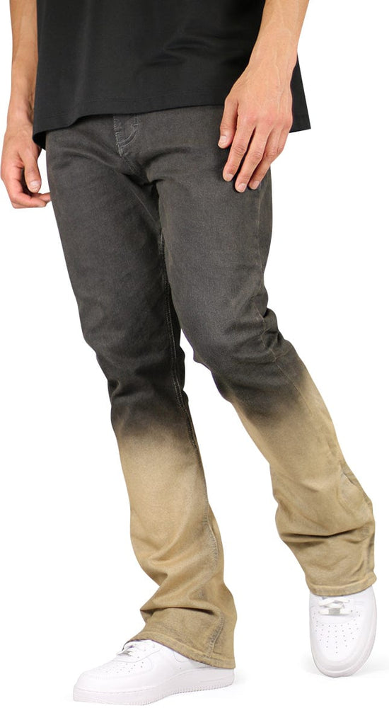 Black Pearl Degrade Fade Flare Zipper Jeans with gradient wash, zipper detail, and boots cut.