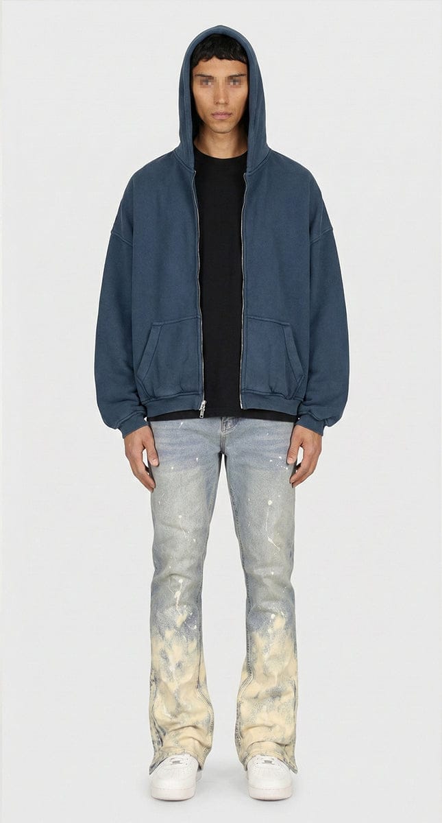 Flame Flare Zipper Jeans