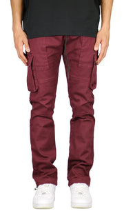 Burgundy Straight Cargo Pants