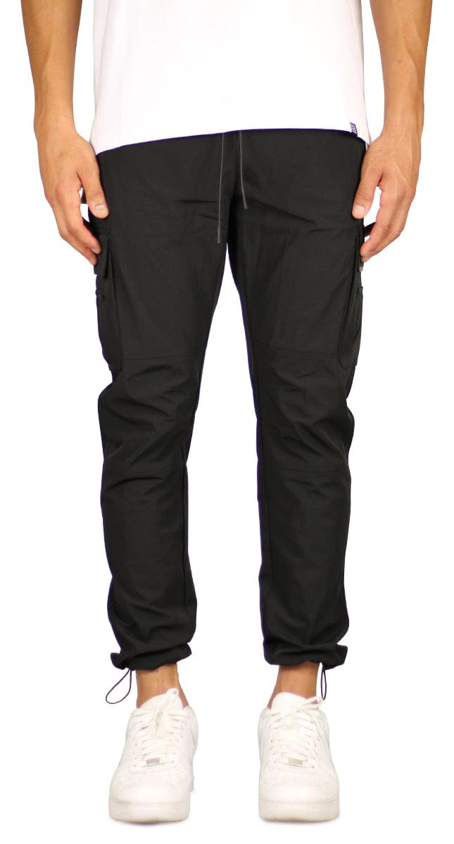 Black Cool Nylon Cargo Pants - Main Image