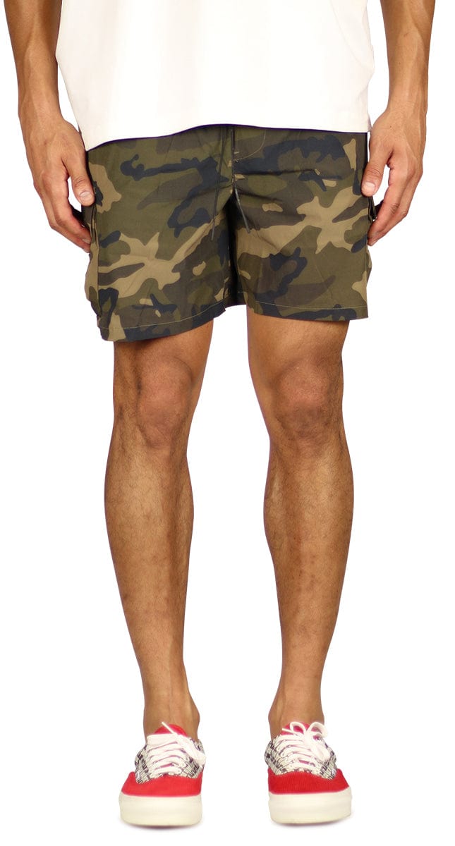 Olive Camo Cool Nylon Cargo Shorts