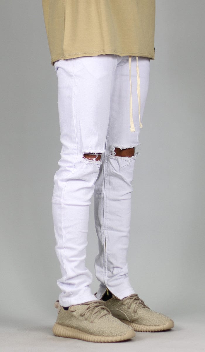 White Nate Zipper Pant Hyper Denim - Main Image
