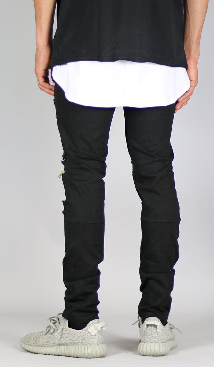 パンツ zip knee tuck trouser prasthana Black Shredded Zipper pants | Hyper Denim