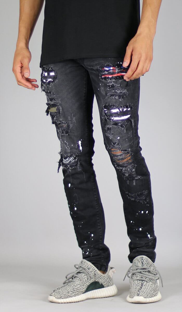 Black Patch Jean Hyper Denim - Main Image