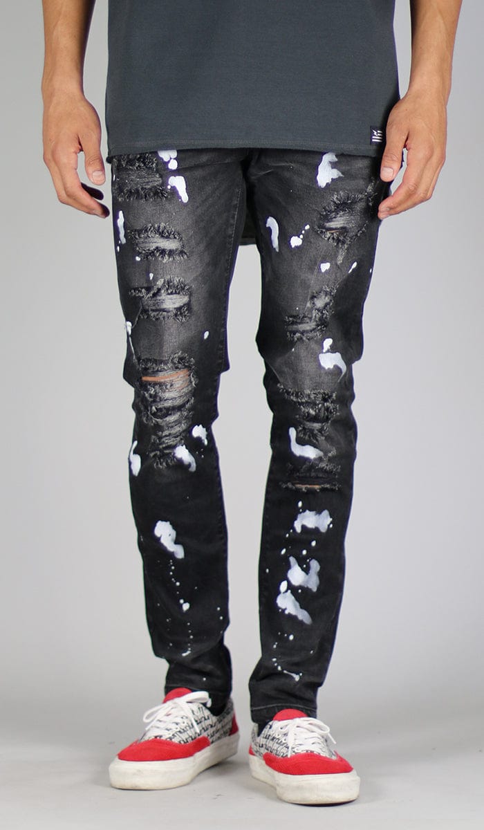 Black Rag Splatter Jean Hyper Denim
