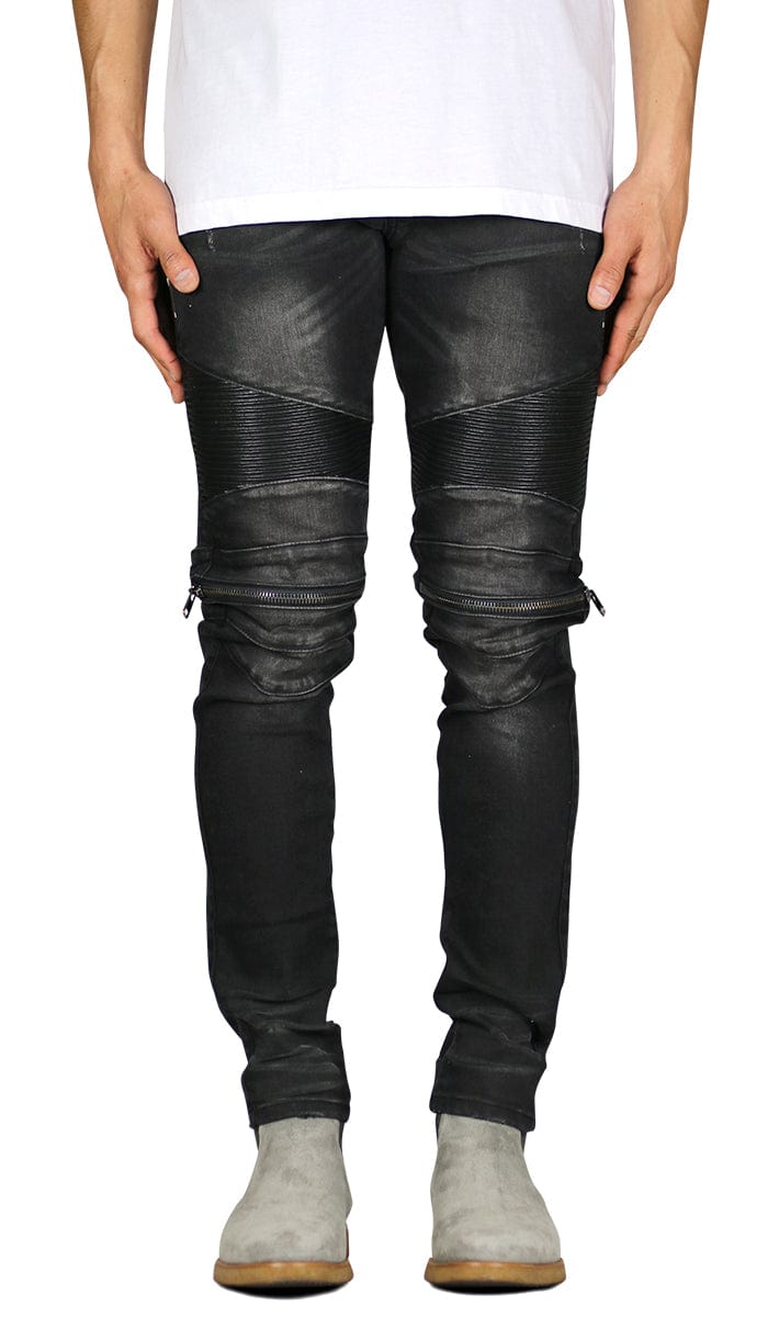 Black Moto Zipper Jean Hyper Denim