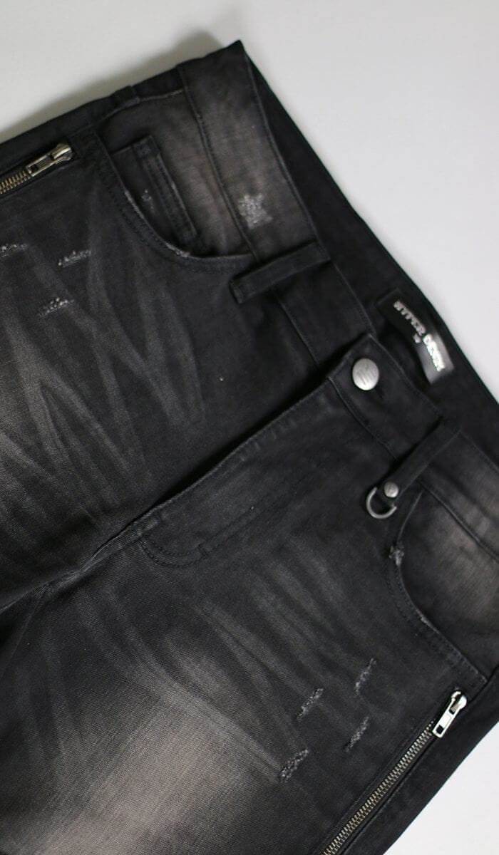 Black Moto Zipper Jean | Hyper Denim