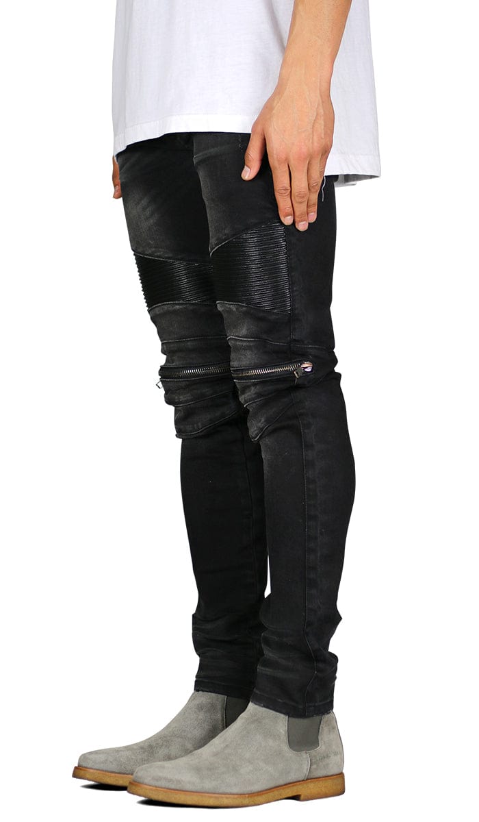 Black Moto Zipper Jean