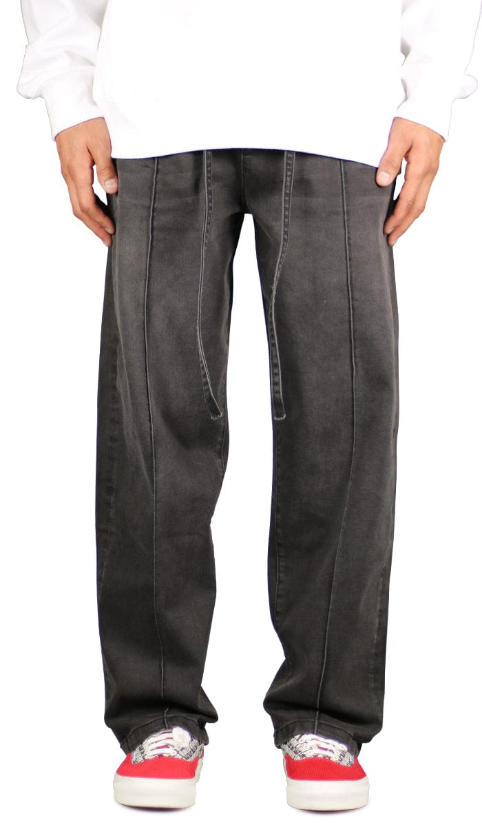 Fade Black Pleated Wide Jeans | Hyper Denim