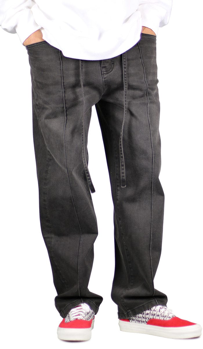 Fade Black Pleated Wide Jeans | Hyper Denim