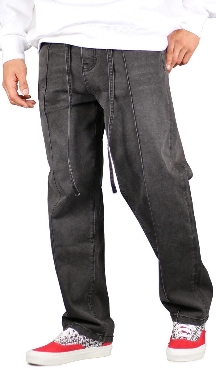 Fade Black Pleated Wide Jeans | Hyper Denim