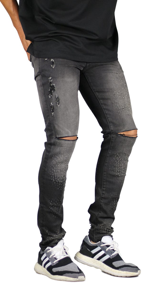 トップス DIESEL fade Black damage full zip Parker Fade Black Distressed Jeans