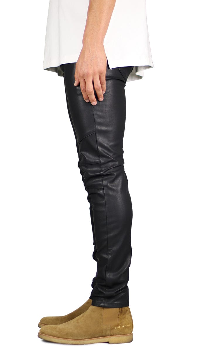 Hyper Denim Leather Slim Tapered Pants in Black | Size: 36