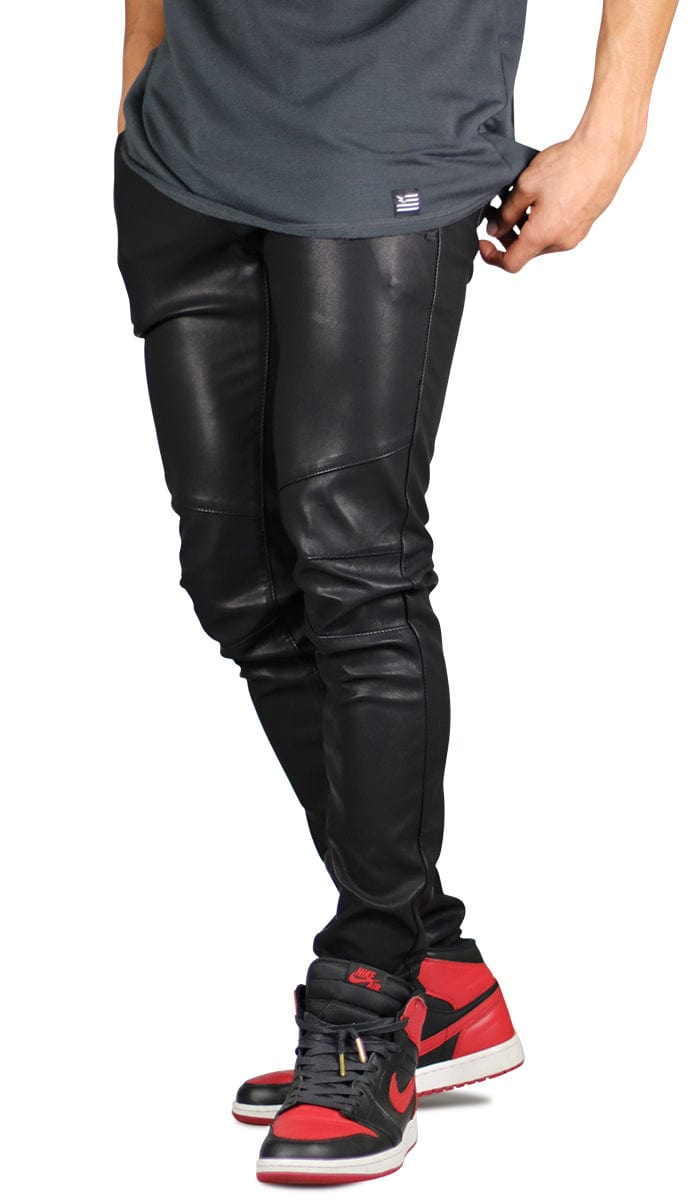 Black Leather Sundarbay Leather Trousers Leather Split Jeans Blue
