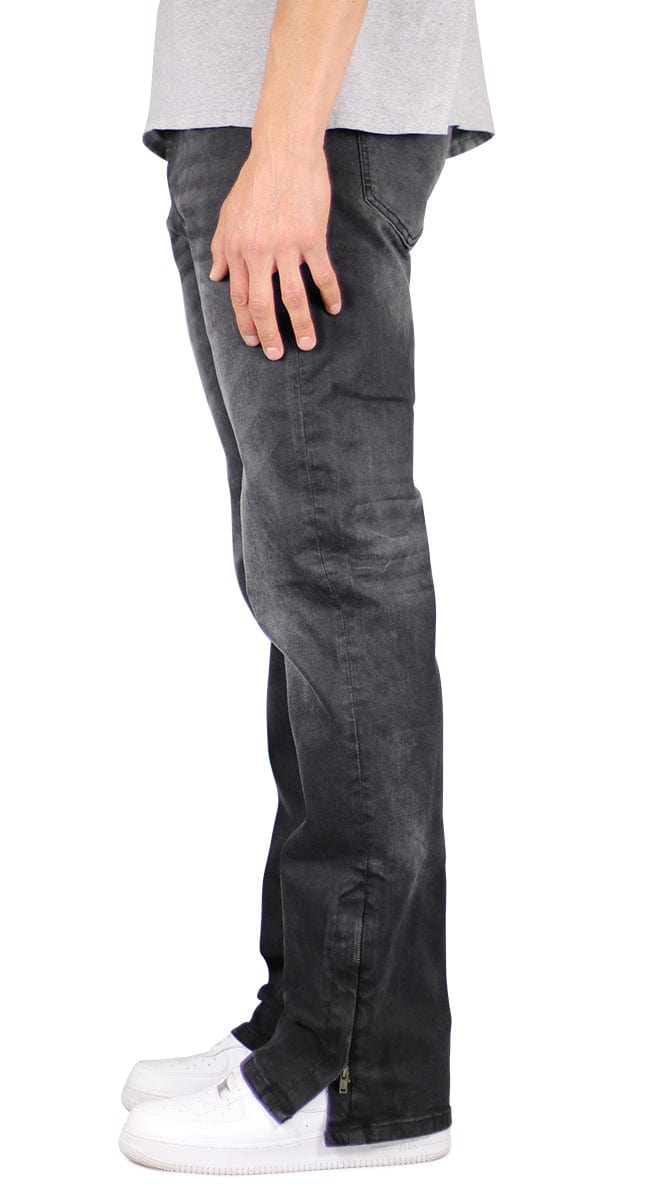 Black Flare Zipper Jeans