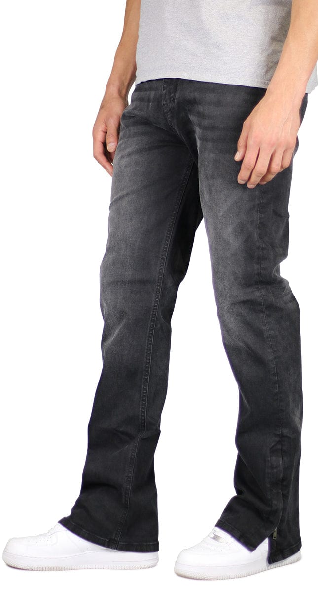 Black Flare Zipper Jeans