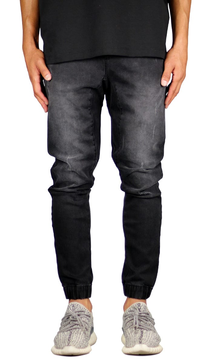 Black Drop Crotch Denim Jogger Hyper Denim