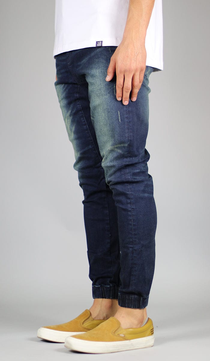 DK Blue Drop Crotch Denim Jogger | Hyper Denim