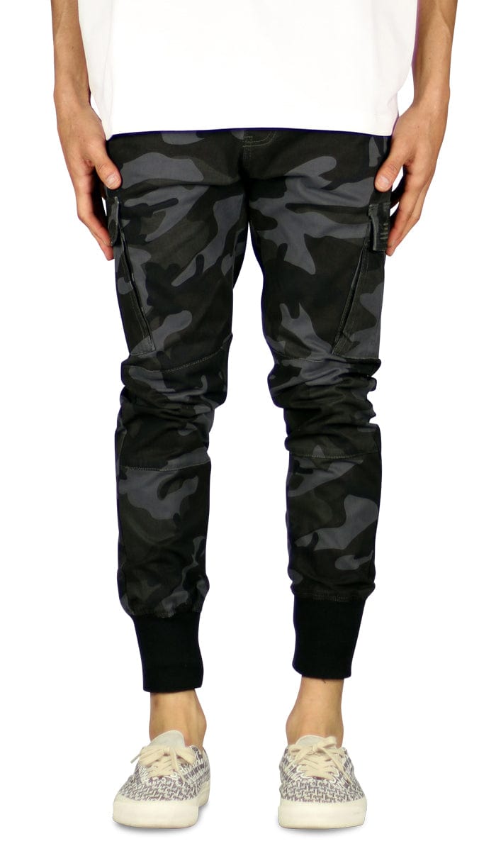 Black Camo Cargo Joggers Hyper Denim