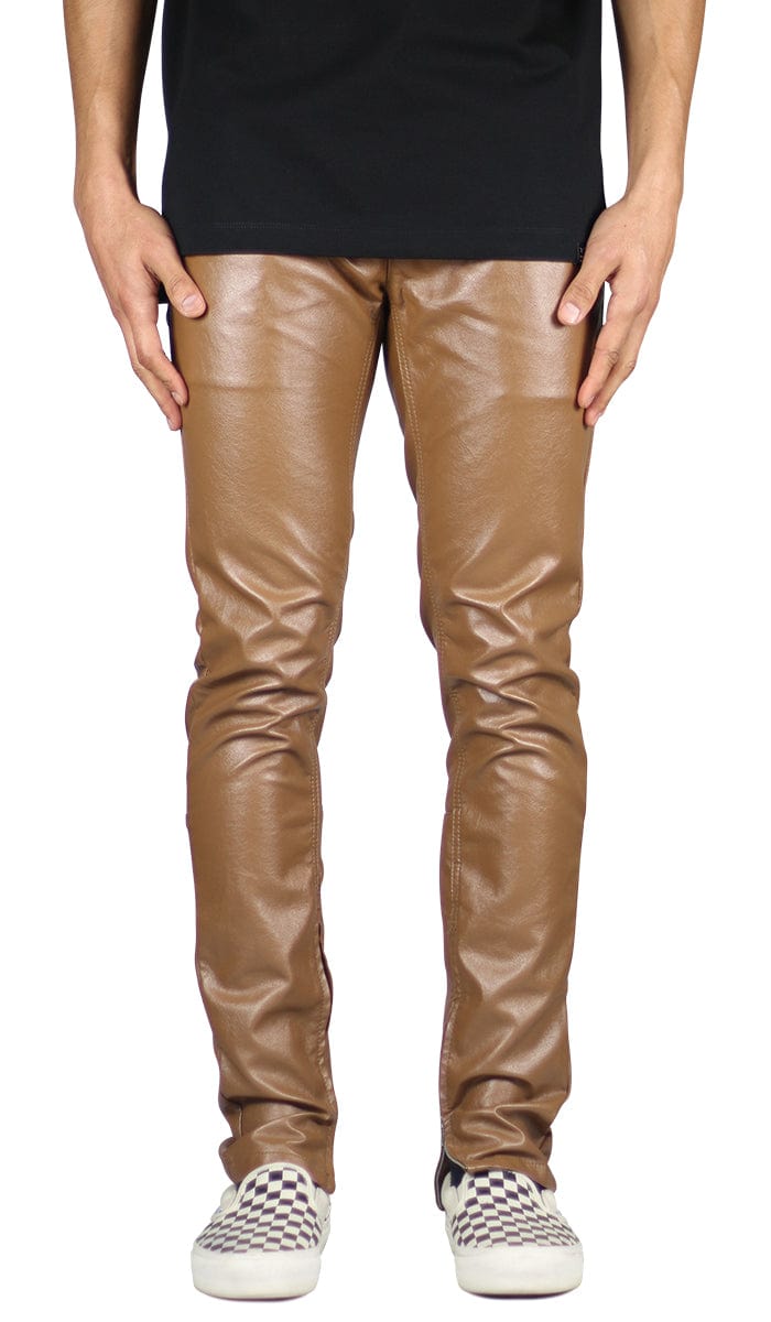 Leather Biker Pants Pants Men's Black Leather Baggy Trousers