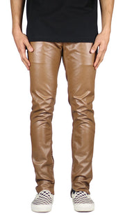 Brown Leather Zipper Pants
