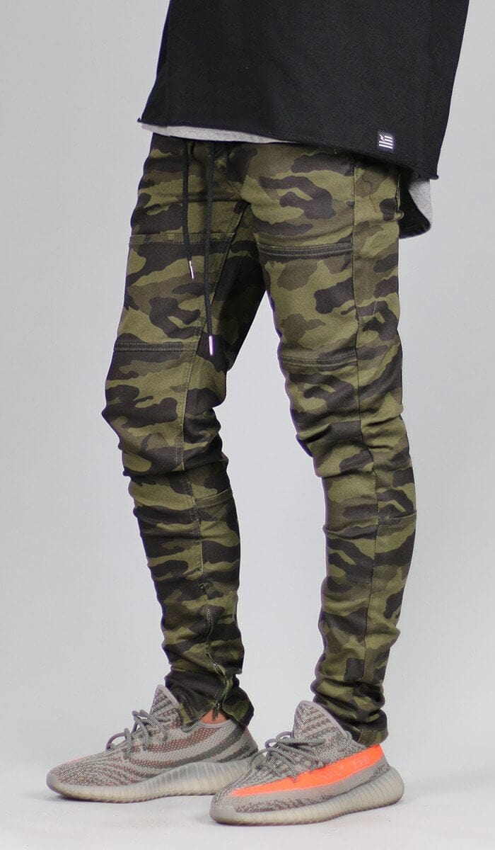 Camo joggers with zippers on sale