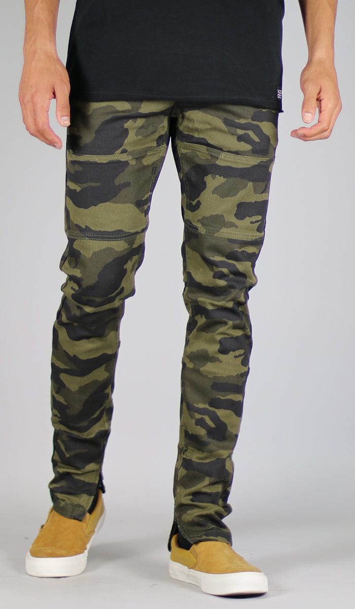 Olive Camo Zipper Pant | Hyper Denim
