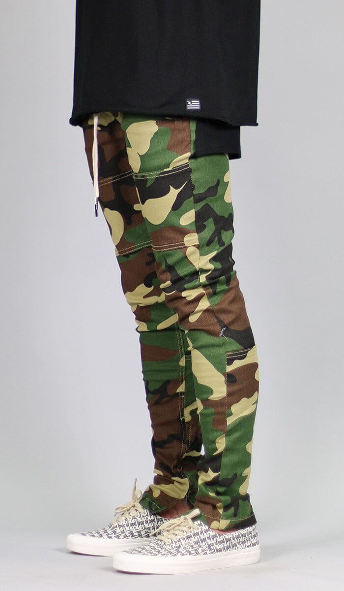 Woodland Camo Zipper Pants | Hyper Denim